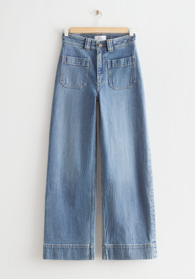 Flared Patch Pocket Jeans