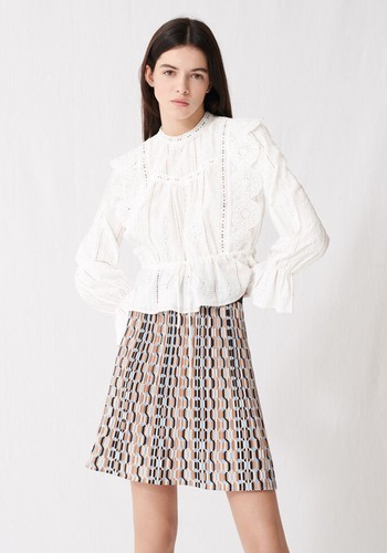 White Top With Broderie Anglaise from Maje