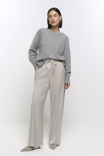 Beige Wide Leg Trousers from River Island