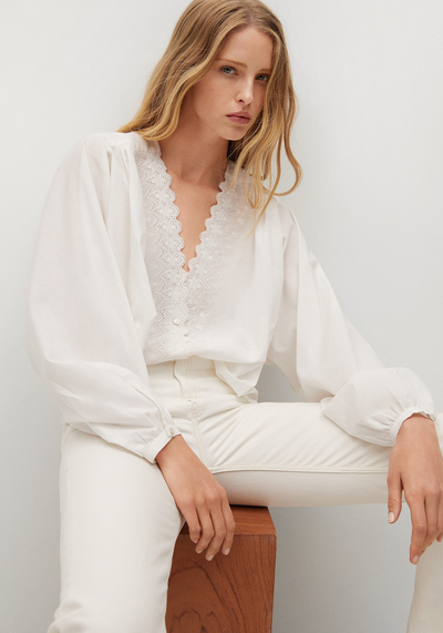 Embroidered Detail Shirt from Mango