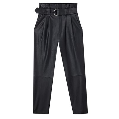 Faux Leather Paperbag Trousers from Stradivarius