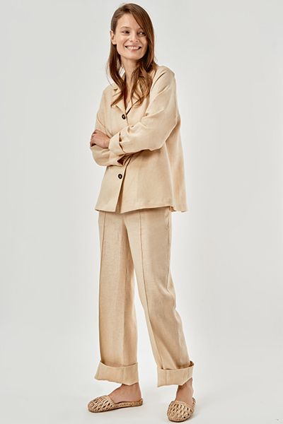 Cream Linen Pajama Set from Sleeper