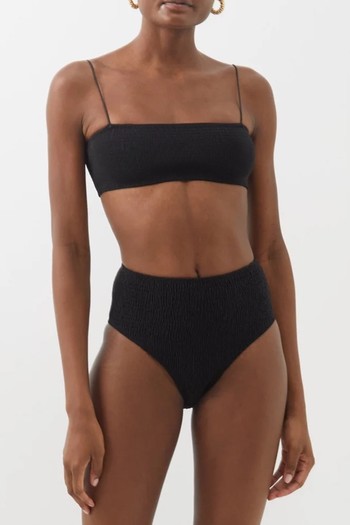 Smocked Recycled-Fibre Blend Bikini Top from Totême