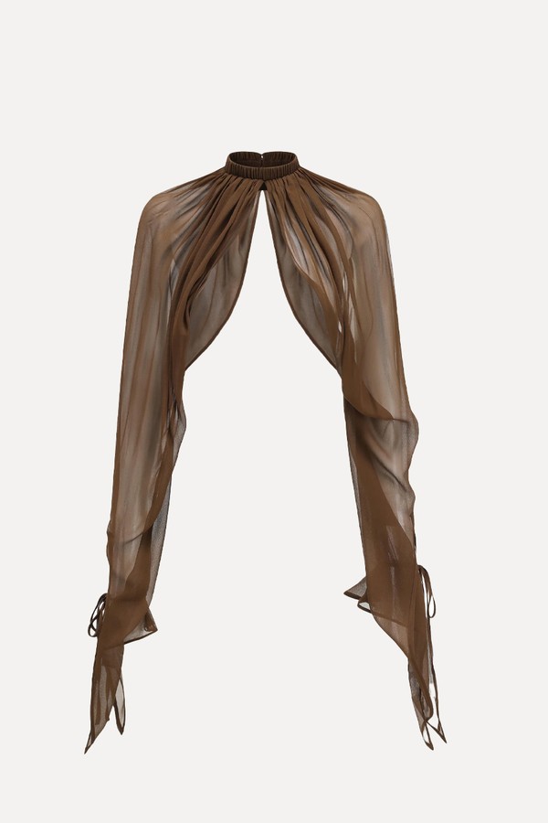 Tie-Fastening Silk Georgette Sleeves