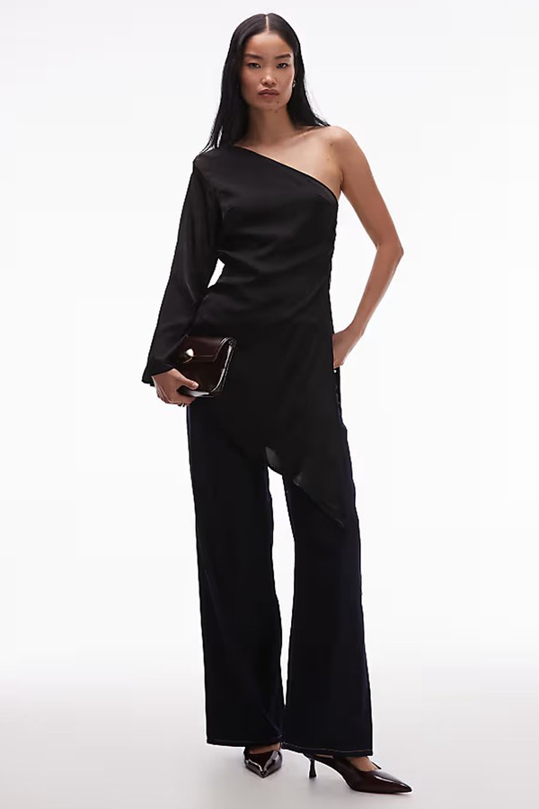 Satin One Shoulder Longline Top from ASOS DESIGN