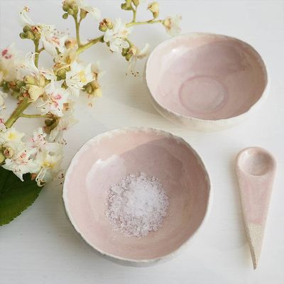 Handmade Pastel Pink Pottery Ring Dish Or Salt Bowl