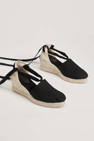 Lace-up Jute Wedges