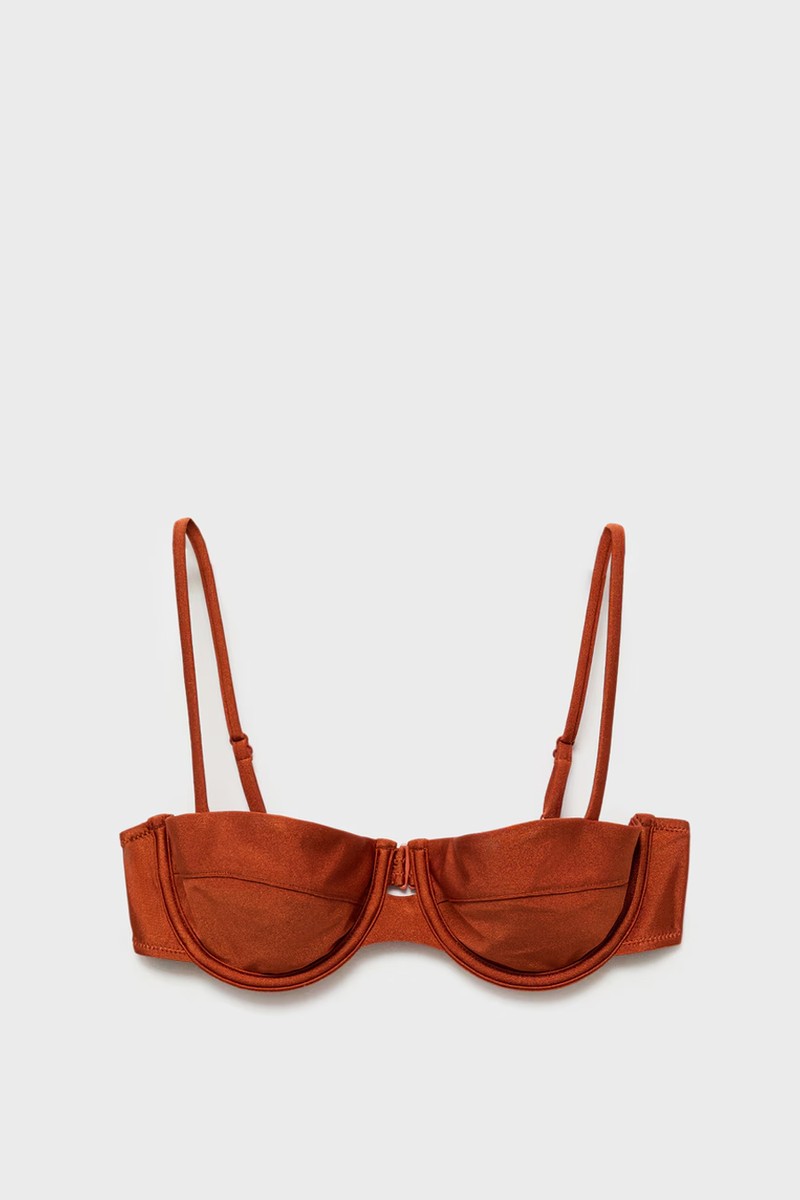 Satin-Finish Hoop Bikini Top from Mango
