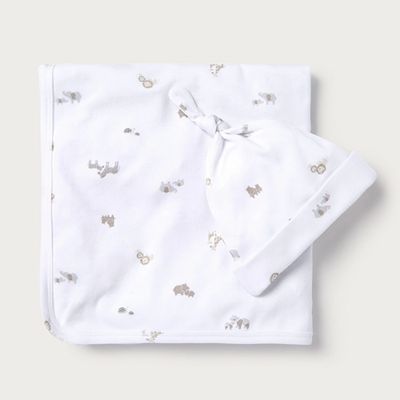 Animal Friends Print Blanket & Hat Set from The White Company