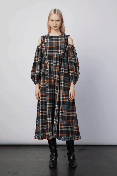 Wren Textured Check Cold Shoulder Maxi Dress from Damson Madder