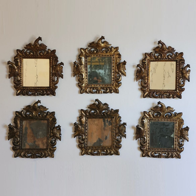 Set of Six 18th Century Small Italian Giltwood Mirrors from Brownrigg