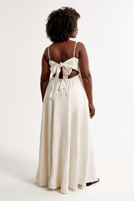 Premium Linen Bow Back Maxi Dress