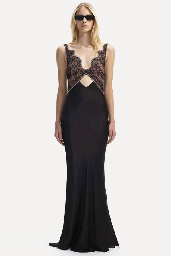 Lace Satin Maxi Dress from Self-Portait