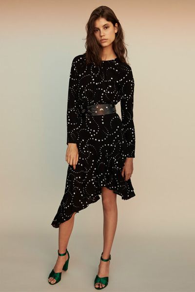 Asymmetrical Printed Crepe Dress