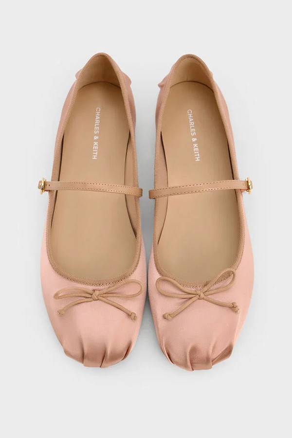 Emiko Satin Bow Mary Jane Flats from Charles & Keith