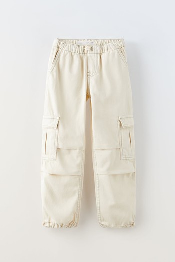 Denim Cargo Parachute Trousers 