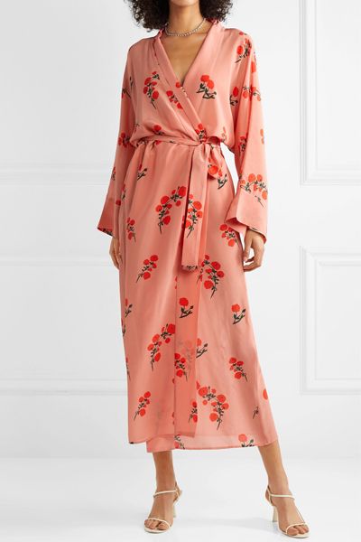 Peignor Floral-Print Silk Crepe De Chine Robe from Bernadette