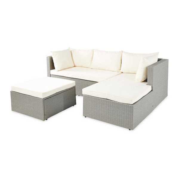 Grey Rattan Effect Corner Sofa