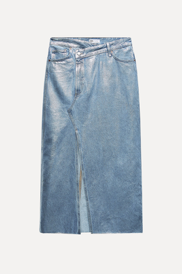 Asymmetric Denim Metallic Skirt from Zara