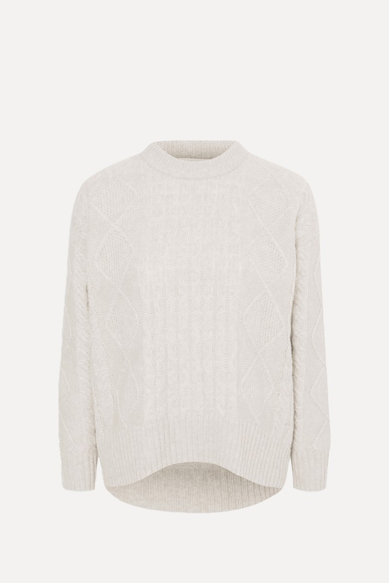 Cable Knitted Crew Neck Slouchy Jumper