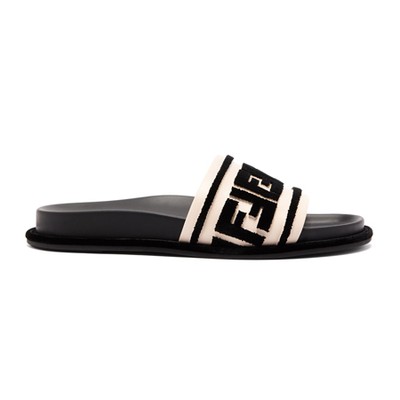 Logo-Embellished Leather Slides from Fendi