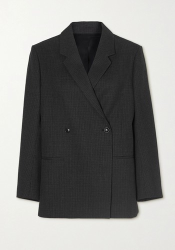 Loreo Double-Breasted Checked Wool-Tweed Blazer from Totême