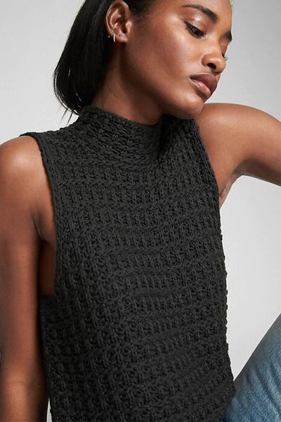 Crochet Mock Neck Tank Top