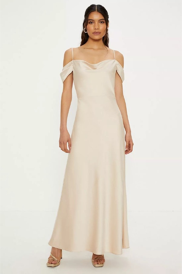 Cowl Cold Shoulder Satin Midi Dress from Oasis