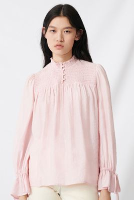 Smocked Blouse With Puff Sleeves from Maje