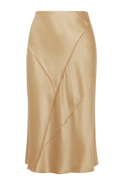 Paneled Silk-Satin Midi Skirt from Vince