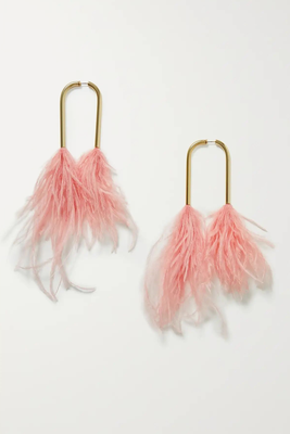 Meta Gold-Tone Feather Earrings  from Cult Gaia