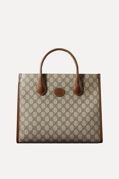 Ophidia Luggage Leather Trimmed Printed Coated Canvas Tote from Gucci