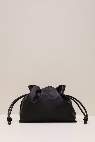 Leather Drawstring Soft Pouch Bag