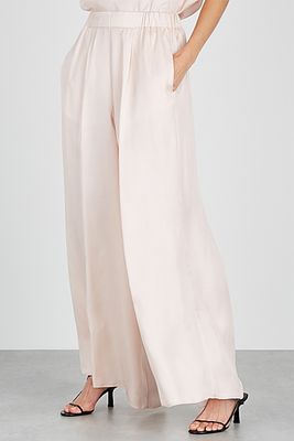 Pale Pink Wide-Leg Cupro Trousers from Forte Forte