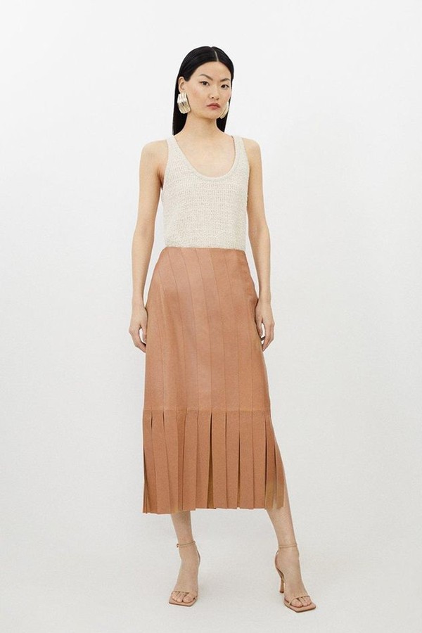 Leather Tassle Hem Pencil Skirt from Karen Millen