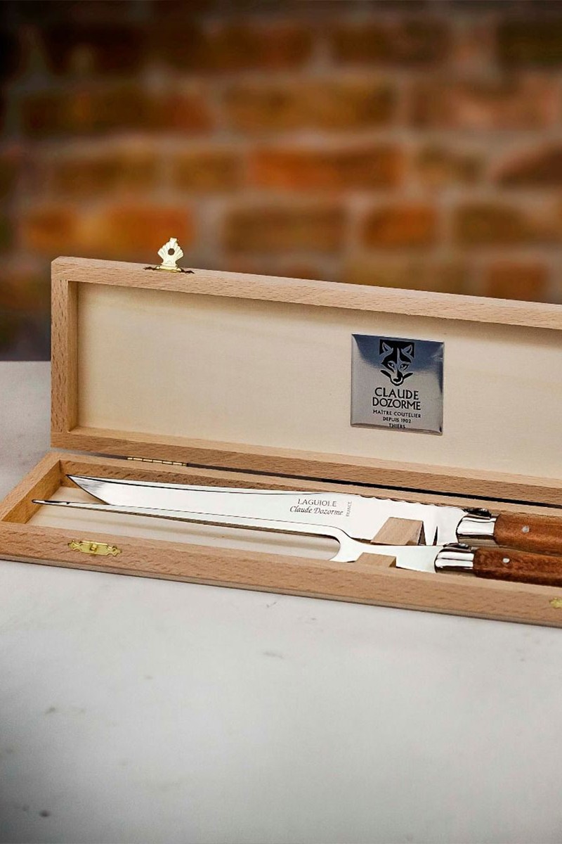 Laguiole Carving Set With Exotic Wood Handle from Claude Dozorme