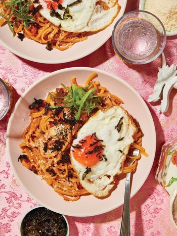 Cheesy Kimchi Linguine With Gochujang Butter