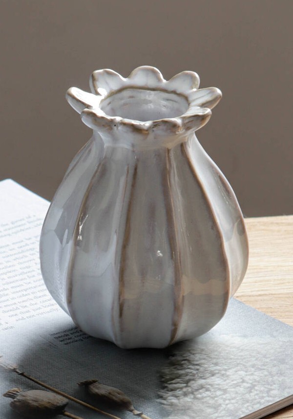 Poppy Head Ceramic Bud Vase from Marquis & Dawe