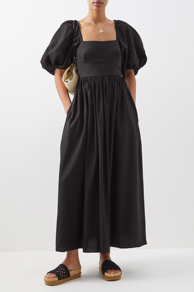 Square-Neck Linen-Blend Dress from Matteau