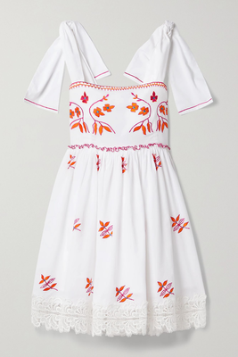 Ximena Crochet-Trimmed Embroidered Cotton-Voile Mini Dress