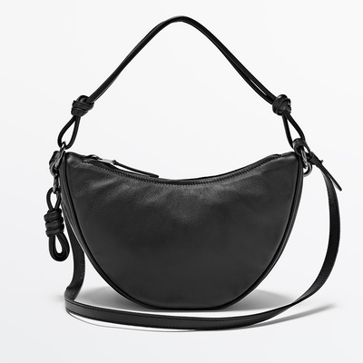Half Moon Leather Crossbody Bag from Massimo Dutti
