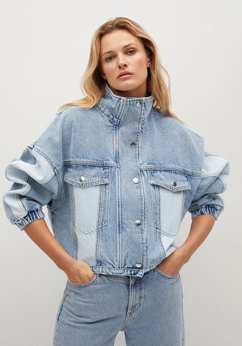 Oversized Jacket With Denim Panels from Mango