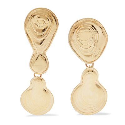 Double Drop Gold Tone Earrings from Leigh Miller