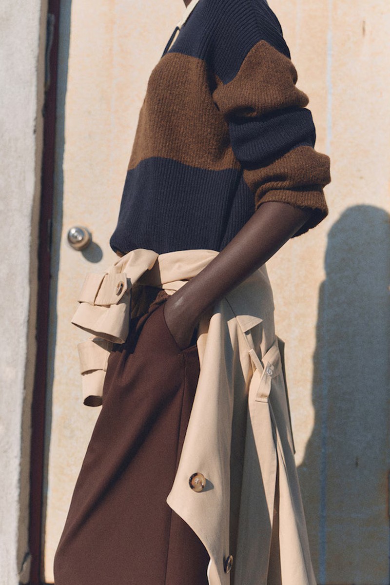 Striped Polo-Neck Sweater