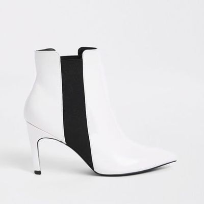 White Elastic Stiletto Heel Boots from River Island