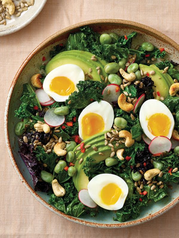 Kale Salad With Avocado & Boiled Egg