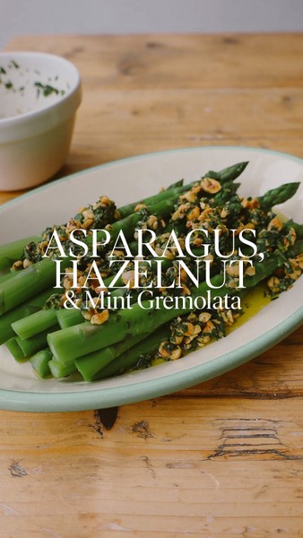 Asparagus & Crushed Hazelnut Mint Gremolata @alexandradudley