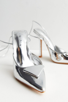 Metallic Ankle Strap Stiletto Heel Court Shoes from Public Desire