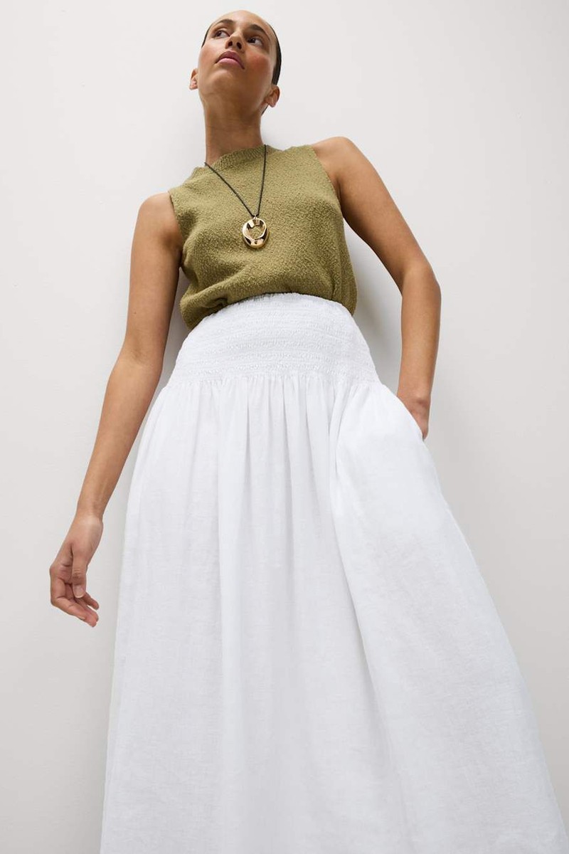 Linen Rich Maxi A-Line Skirt