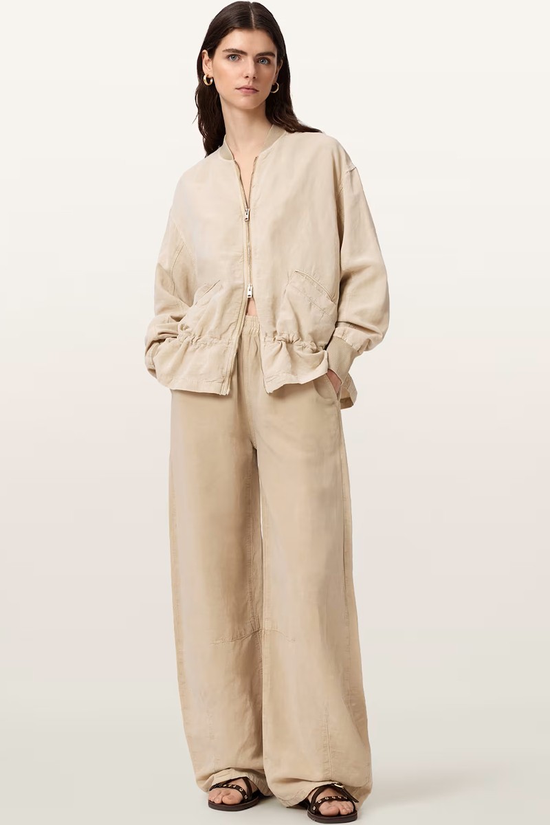 Jett Wide Leg Linen Blend Trousers 